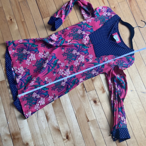 Anthropologie By Anthropologie Printed Pink Floral Polka Dots Dress - Picture 9 of 10